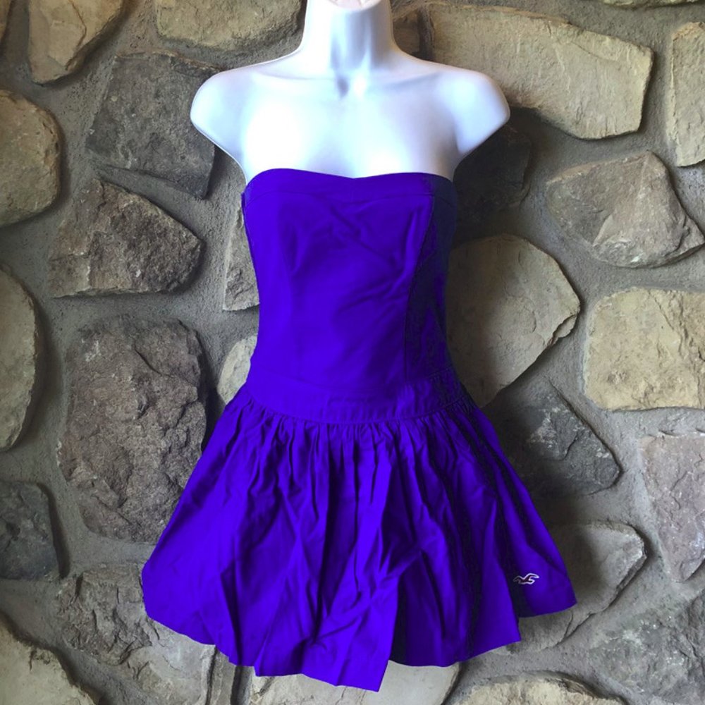 NWT Hollister Bright Blue Strapless Party Easter Sexy Dress Skirt S Small NEW